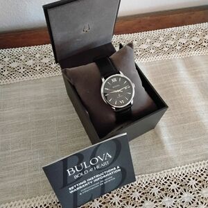 Bulova Men's Hudson Automatic Black Leather Strap